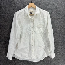 Universal Thread Shirt Women S Small White Button Up Collared Linen Long Sleeve