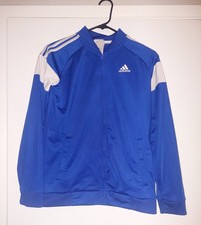 BOY'S YOUTH ADIDAS TRICOT ZIP TRACK JACKET Size Youth L 14-16 Y Royal Blue White