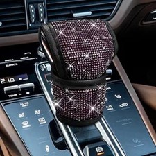 Rhinestone Leather Gear Shift Knob Cover with Bling, Car Shifter L Color: Pink