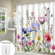 Floral Shower Curtain Colorful Spring Botanical Plant Waterproof Bathroom Decor