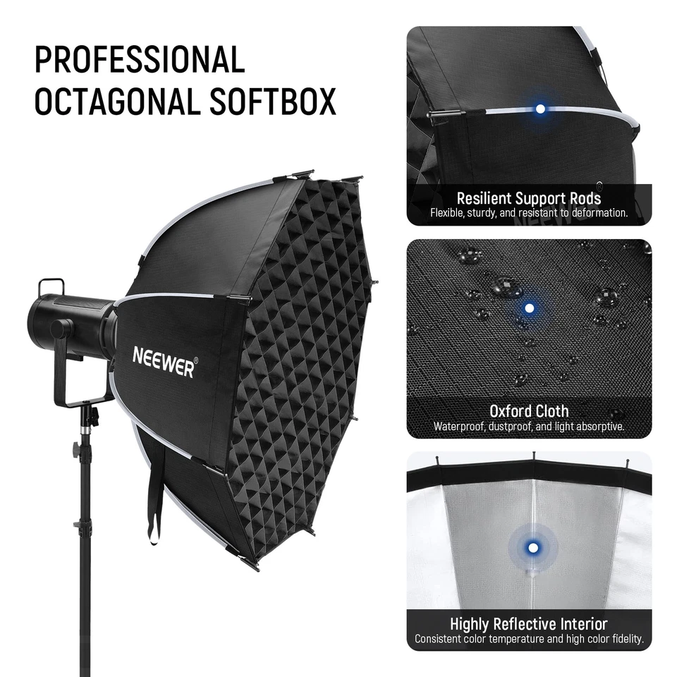 NEEWER NS92PD 35.4" Octagonal Softbox w/Bowens Mount, Diffuser & Grid - Image 3 of 4