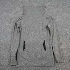 PrAna Sweatshirt Womens Small Gray Cowl Neck Tunic Pullover Pockets Stretch Knit