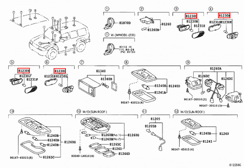 Genuine Toyota LandCruiser 100 Series UZJ HDJ Door Courtesy Light Lamp x4 - Picture 17 of 20
