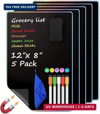 MaxGear 5 Pack Black Magnetic Dry Erase Board for Fridge, 12 x 8 Inch Whiteboard