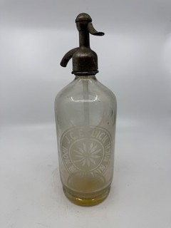 JC ESLICK IRON MOUNTAIN MI MICHIGAN UP SELTZER BACK BAR LIQUOR SIPHON BOTTLE