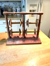 DATED 1896 WITH INITALS E S SCANDANAVIAN SPUN WOOL HOLDER IN ORIGINAL RED PAINT