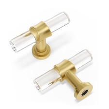 10 Pack Cabinet Knobs T Shape Acrylic Drawer Knob Gold Decorative Hardware fo