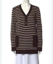 Tory Burch Felicia Tunic Striped Wool Cashmere Blend Women Size M Sweater