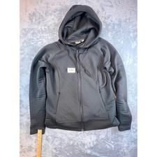 Zella Black Textured Ribbed Full Zip Hoodie Jacket Womens Medium