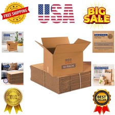 Moving Boxes Medium 18"L x 14"W x 12"H 10-Pack Corrugated Cardboard Box for...