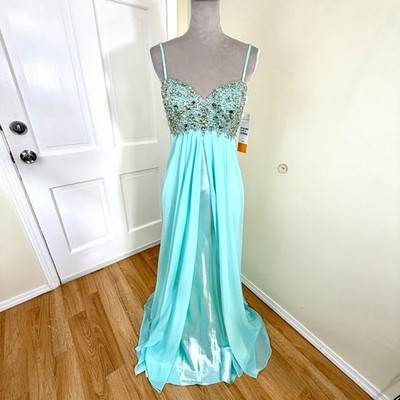 ally blue dress Aqua Blue Lace A Line Prom Dresses Girls Long Formal Gown with Beading –  Siaoryne main image 0