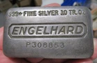 Engelhard Vintage 10 Troy Ounce 999+ Silver Bar #P308853, Writing from Lou Smith