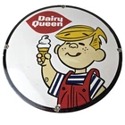 Vintage Dairy Queen Boy Mascot Porcelain Sign - Ice Cream Cone Sign