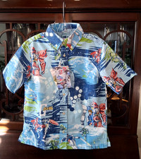 Reyn Spooner Boy's MOBILE SUIT "GUNDAM" Sky Full Button Front Shirt Sizes