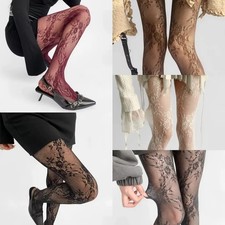 WOMENS GOTHIC FLORAL VINE FLOWER PATTERN MESH FISHNET PANTYHOSE STOCKINGS TIGHTS