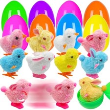 Jumbo 4" Easter Eggs Filled with Wind-up Toys , 8 Pack Colorful Easter Style 1