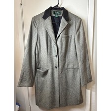 Vintage Lauren Ralph Lauren Wool Lambskin Leather Longline Preppy Blazer 12P