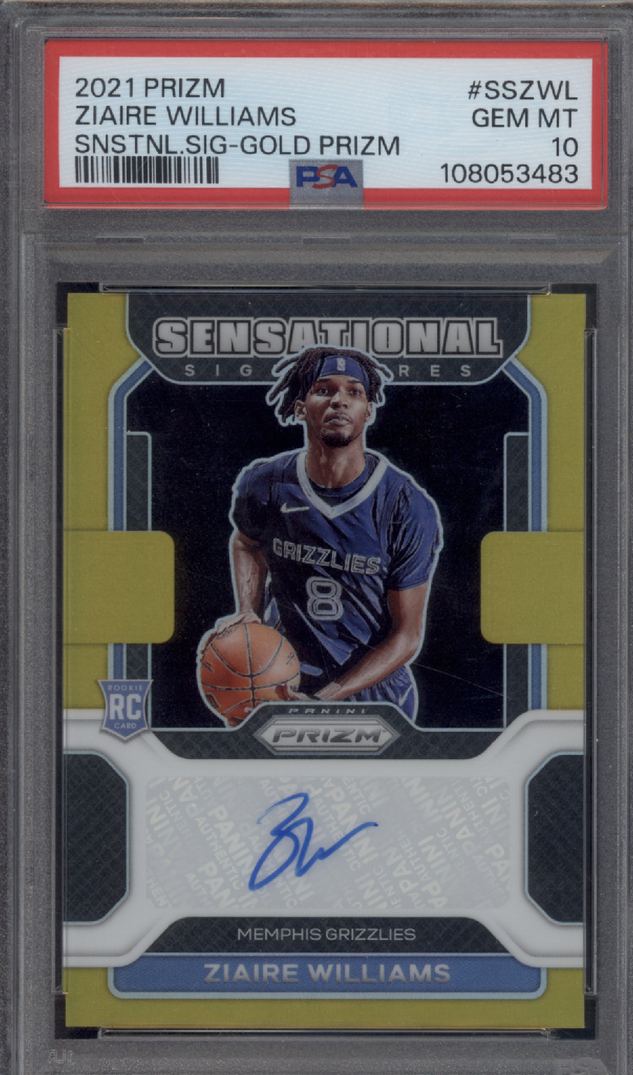 2021 Prizm Ziaire Williams Sensational Signatures Gold RC Rookie Auto /10 PSA 10