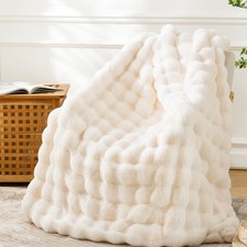BENVWE Faux Fur Throw Blanket for Couch - Cozy Plush Fluffy Soft Thick Bubble...