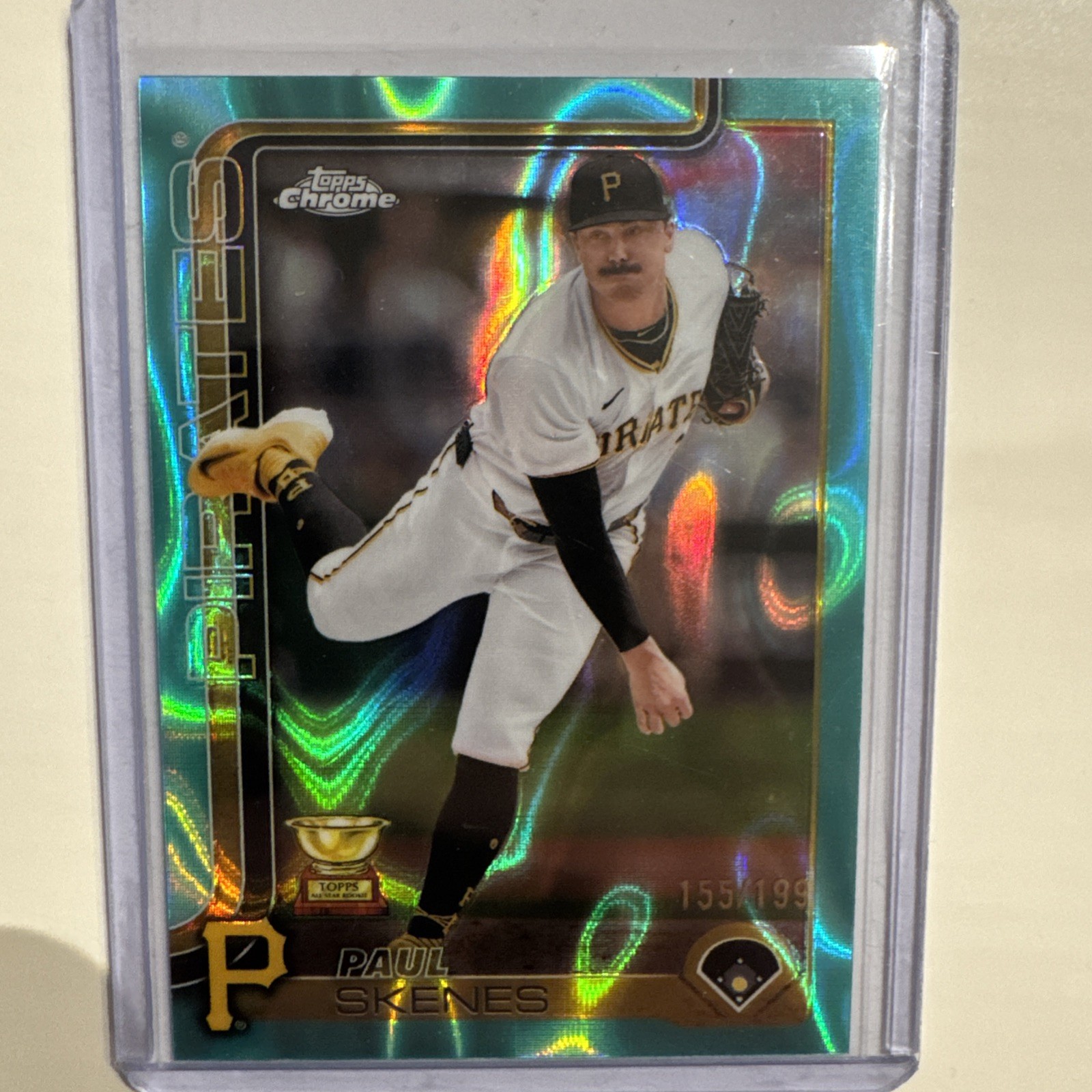 2025 Topps Chrome Paul Skenes RC Cup Aqua Lava Refractor /199 Pirates #300 Card