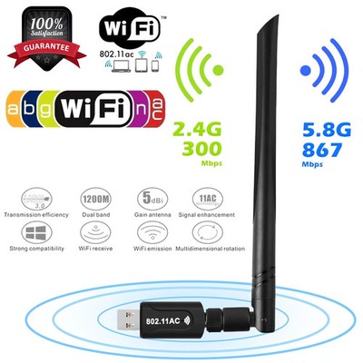 AC1200 Mbps Dual Band 2.4/5Ghz Wireless USB WiFi Network Adapter Antenna 802.11