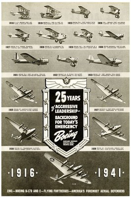   Boeing Aircraft Evolution Poster (1941)   - Premium 24x36  Art Print  