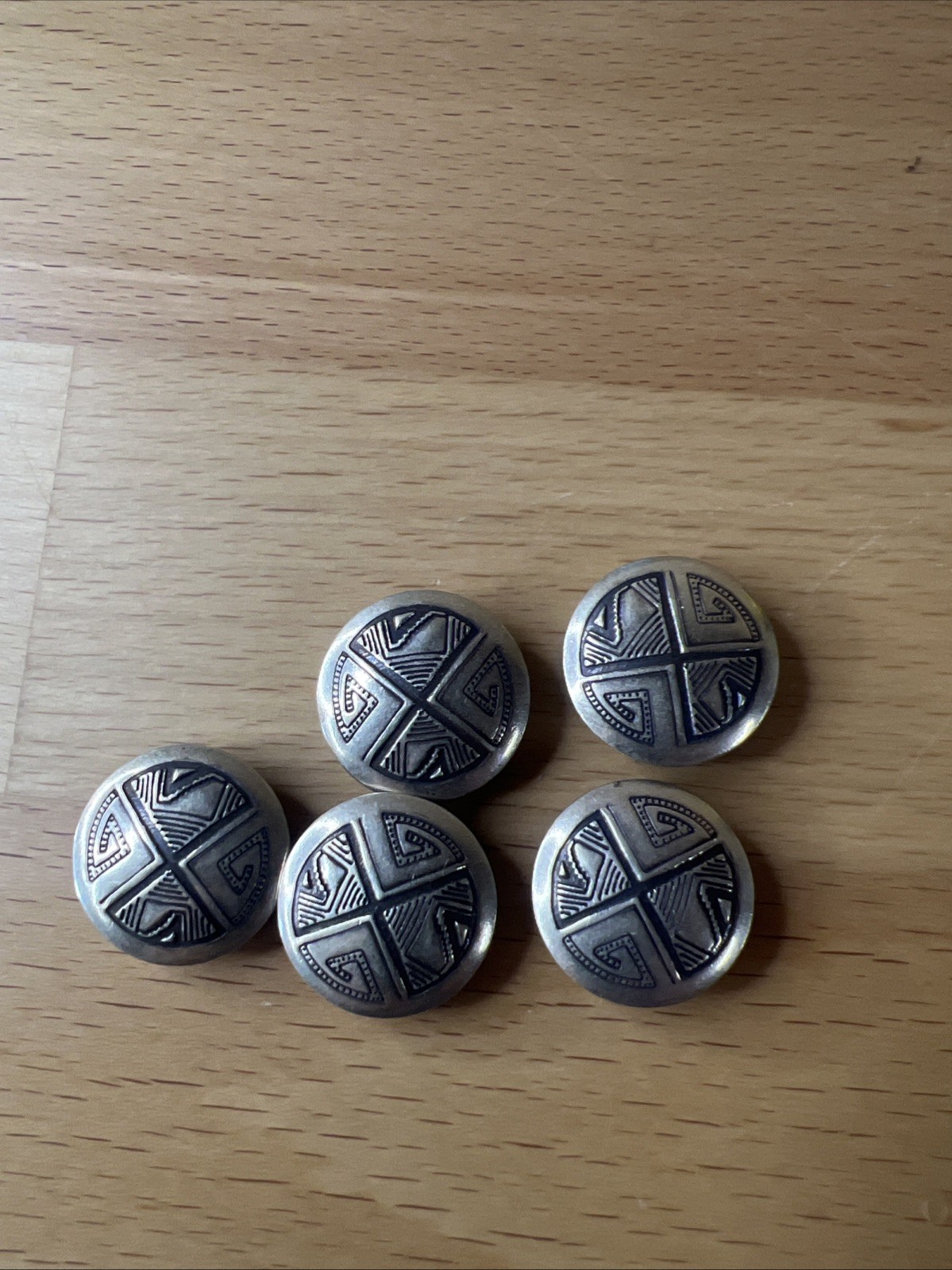 FIVE NATIVE AMERICAN STERLING SILVER BUTTON COVER… - image 1