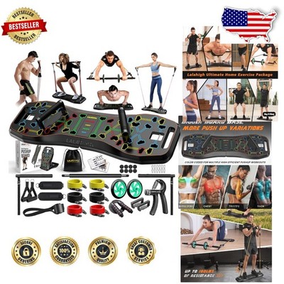 Foldable Push Up Board, All-in-One Strength Training Equipment w/ Pulley System