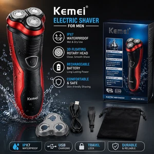 Electric Men's Shaver Rechargeable Beard Trimmer IPX7 Wet Dry Razor Grooming