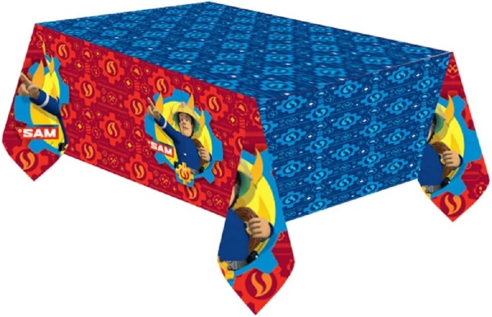amscan Anime Nappe-Plastique Sam Le Pompier, 9902178, 120 x 180 cm, Rouge - Photo 3/4
