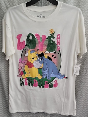 Disney Winnie The Pooh Eeyore Women's XS White Shirt Embroidered & Graphic Print