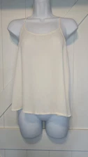 San Joy White Sheer Tank Top Small Lightweight Summer Blouse Cami Polyester
