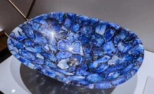 Blue Agate Wash Basin | Handmade Agate Sink | Luxury Table-Mounted Handwash Bowl
