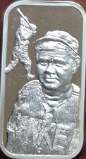 1973 Silver Creation Babe Ruth – Frontal 1 oz .999 Fine Silver Art Bar, SN 452