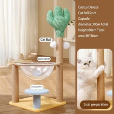 Cat Climbing Tower Cactus Cat Activity Center Interactive Cat Tree Playhouse Rem