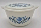 Vintage Pyrex Blue Onion #473 1-QT Casserole Dish w/Lid USA Old Town