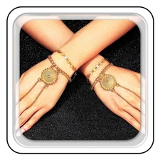 Sequin Boho Hand Chain Bracelets Gold Link Chain Bracelet Festival Costume Hand