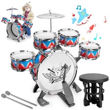 Toddler Drum Set Kids Jazz Drum Kit with Stool Musical Instruments Toys Birth...