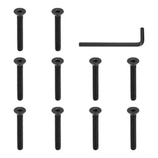 10 Pcs 3/16-24x1-1/2" Flat Head Hex Socket Cap Screws UNC with Spanner Black