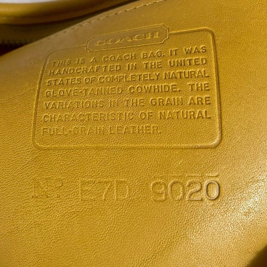 Vintage COACH Ergo 9020 Yellow Leather Shoulder Bag Old Coach Rare