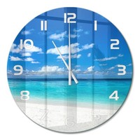 Hochwertige Wanduhr Aus GehäRtetem Glas Tropischer Strand WeißE Zeiger Fi60 Cm