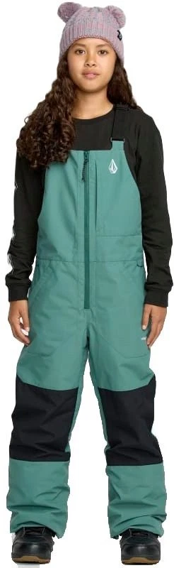 Volcom Barkley Insulated Bib Overall Kid's Snow Pants, Spruce Green, Large