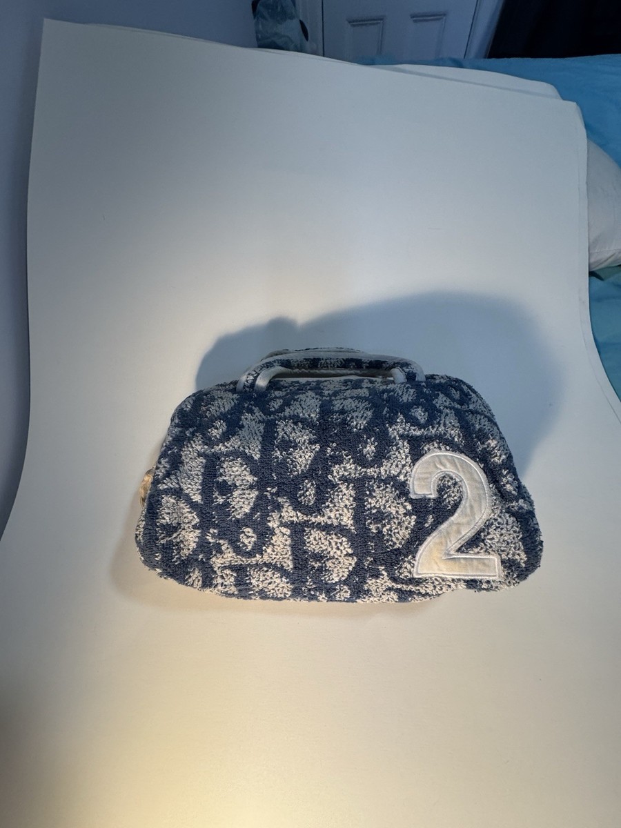 Dior トロッター柄 バスタオル Vintage Christian Dior Trotter Bag John Galliano Blue Monogram