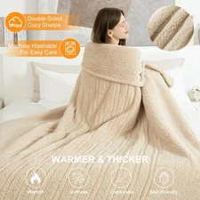 Electric Heat Throw Blanket 50"X60" - Soft Double Sided, with 5 Heatings Levels