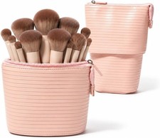 Convertible Travel Makeup Brush Bag, Stand-Up Brush Holder Pouch For Easy Access