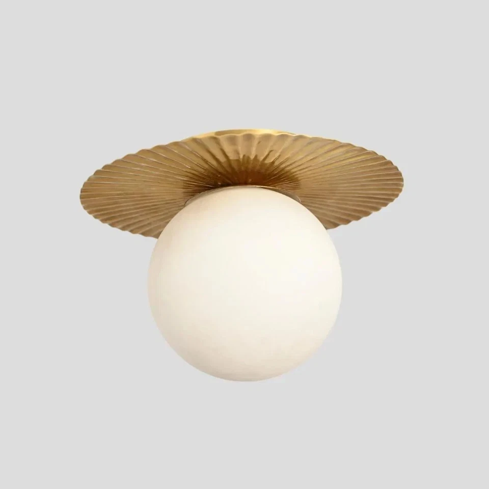 Flush mount Ceiling light Italian Brass Pendant Handmade Glass Globe Mid Century - Image 4 of 4