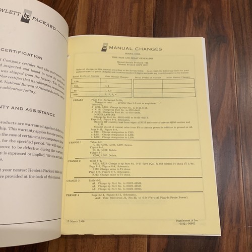 HP 1821A Time Base & Delay Generator Operating & Service Manual ~ 01821-90903 - Afbeelding 2 van 4