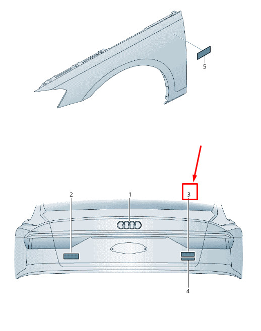 Emblème de hayon arrière Audi E-Tron Ge « 50 Quattro » 4Ke853737B3Q7