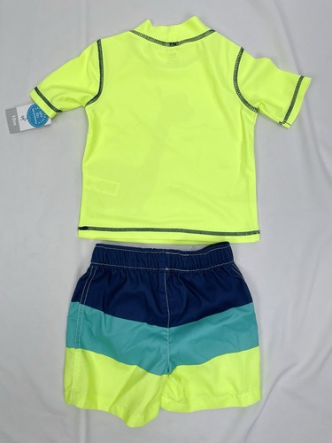 New Carter’s Boy 18m Swim Top Rash Guard Trunks Shorts Dinosaur Short Sleeve - Picture 2 of 3