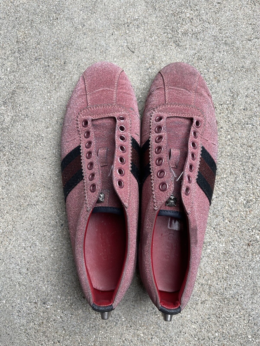 Gucci キッズシューズ ピンク バンビ柄 Gucci Pink Glitter Striped